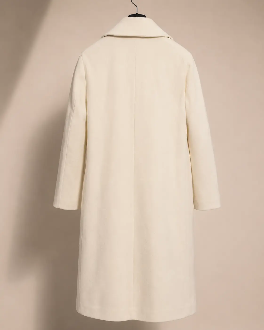 Back view of Bershka Ivory Oversized Wide-Lapel Overcoat