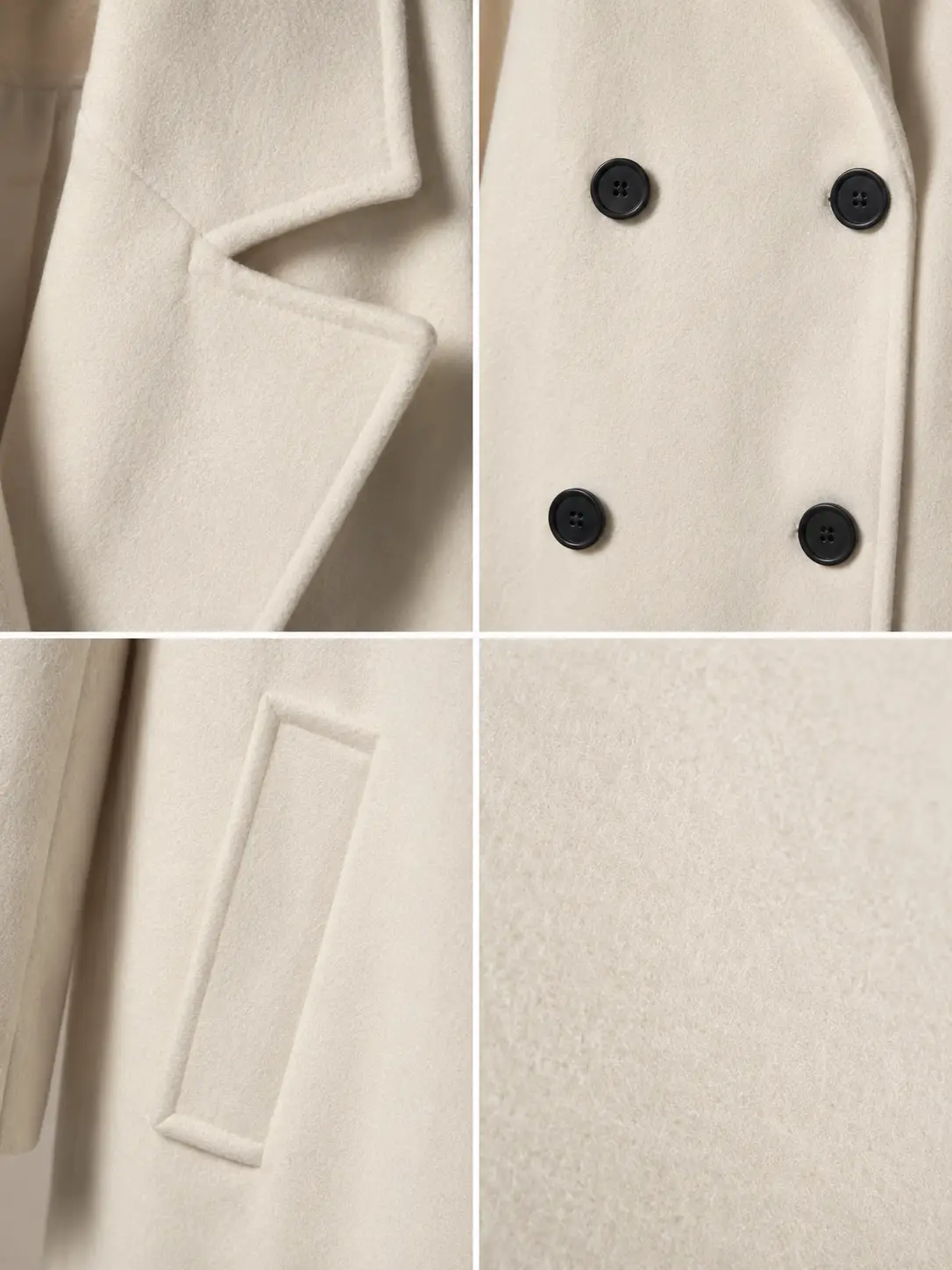 Three-quarter view of Bershka Ivory Oversized Wide-Lapel Overcoat