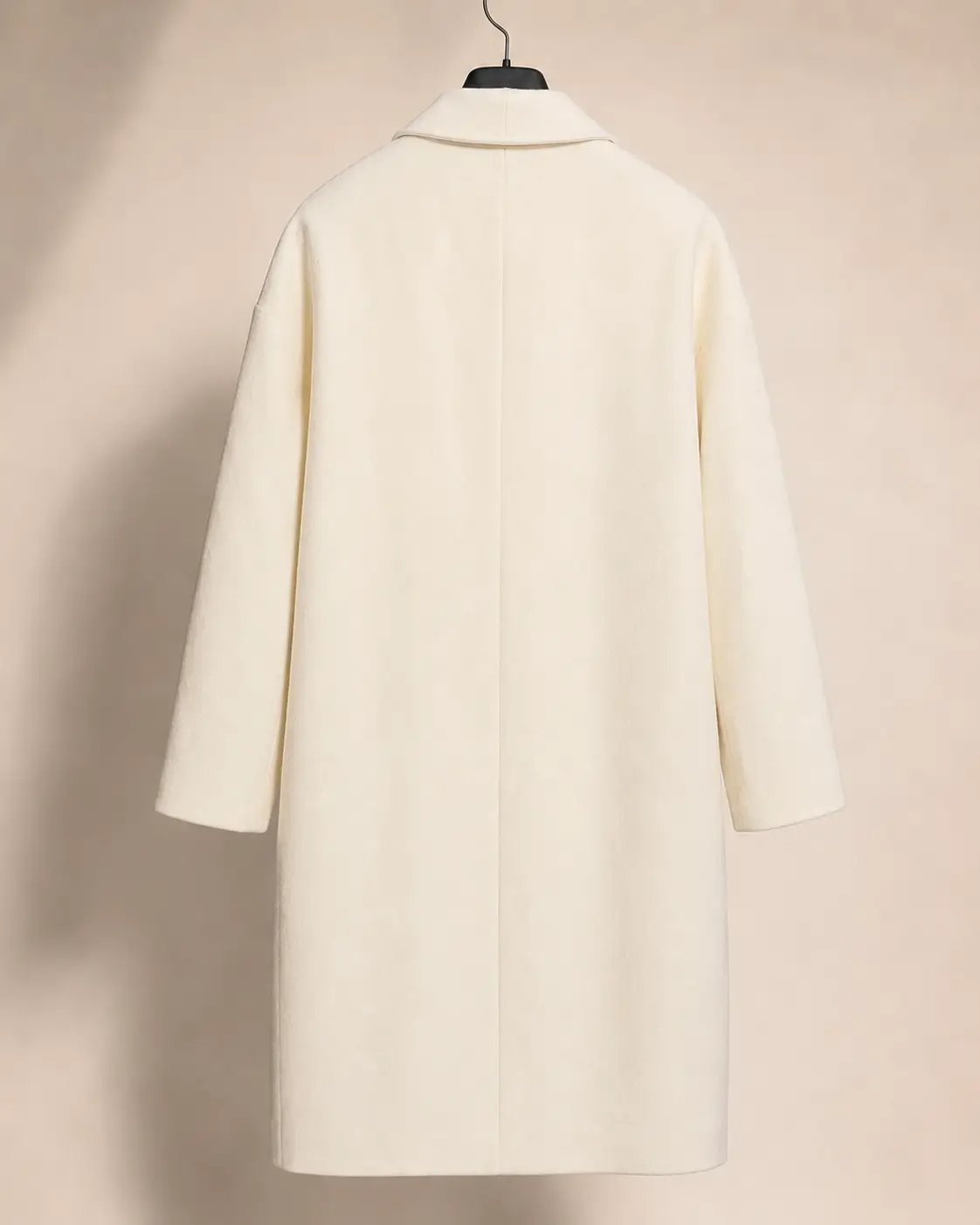 Back view of KIABI Ivory Oversized Double-Breasted Overcoat