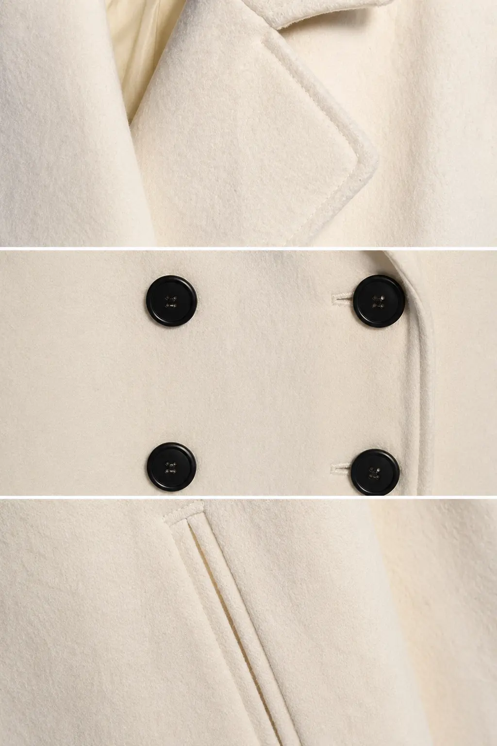 Three-quarter view of KIABI Ivory Oversized Double-Breasted Overcoat