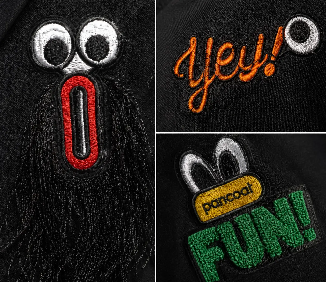 Three-quarter view of Pancoat Black Embroidered Statement Overcoat