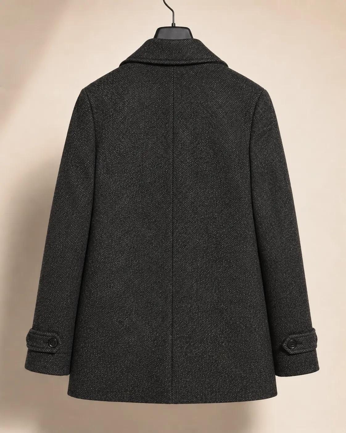 Back view of Primark Charcoal Heather Double-Breasted Pea Coat