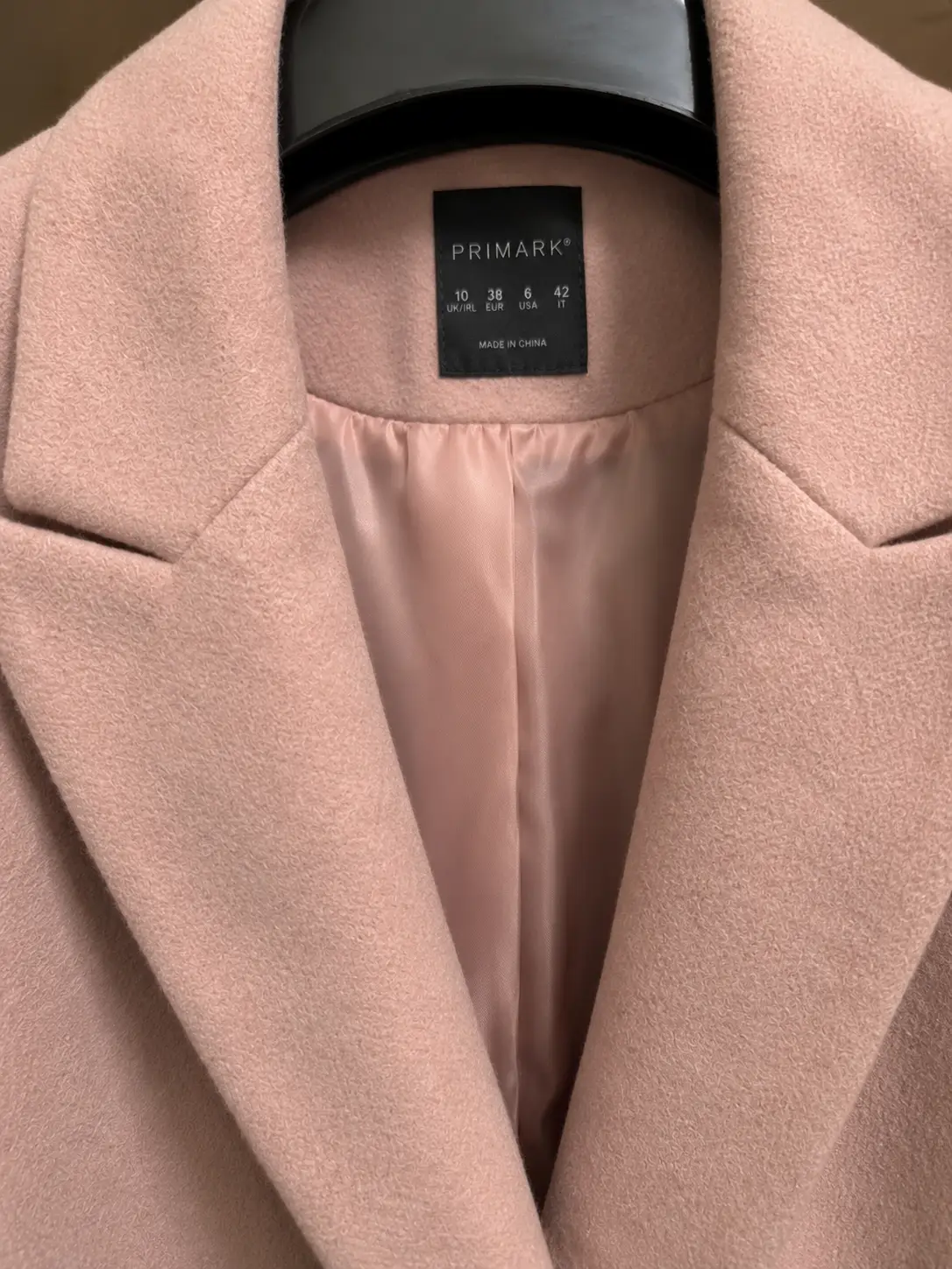 Construction detail of Primark Blush Pink Tailored Two-Button Coat