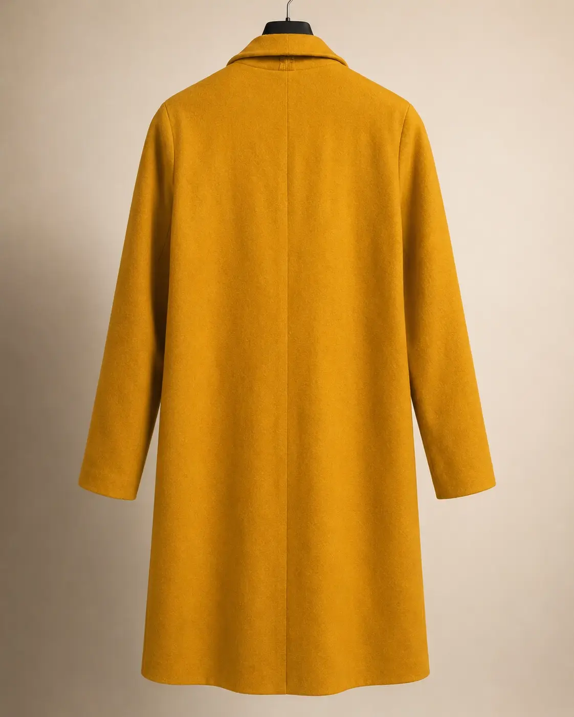 Back view of Primark Mustard Waterfall Open-Front Coat