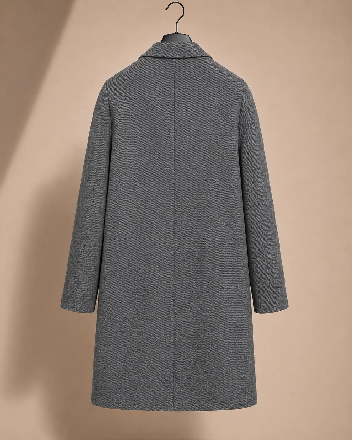 Back view of Stradivarius Charcoal Double-Breasted Tailored Coat