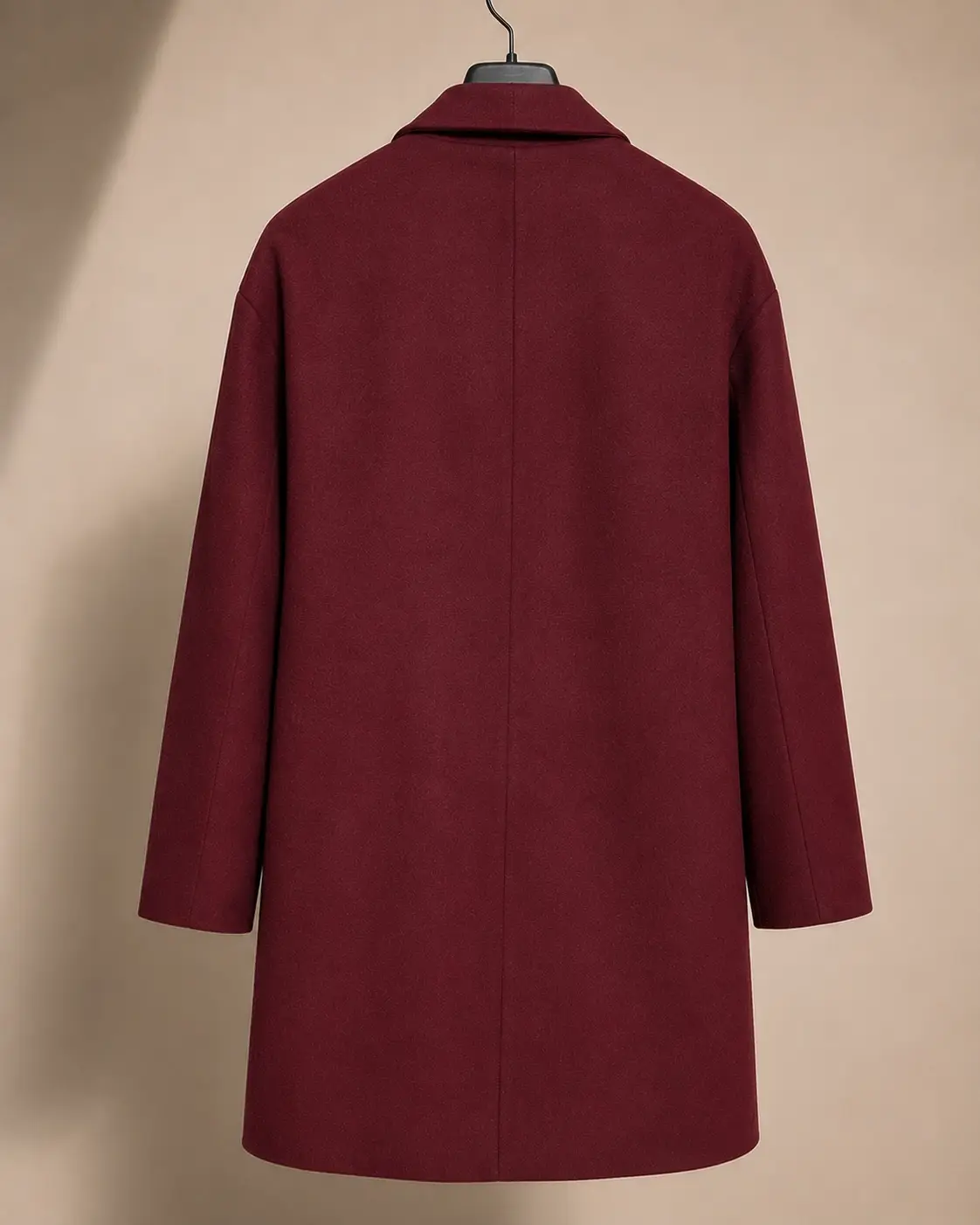 Back view of Stradivarius Deep Burgundy Two-Button Coat