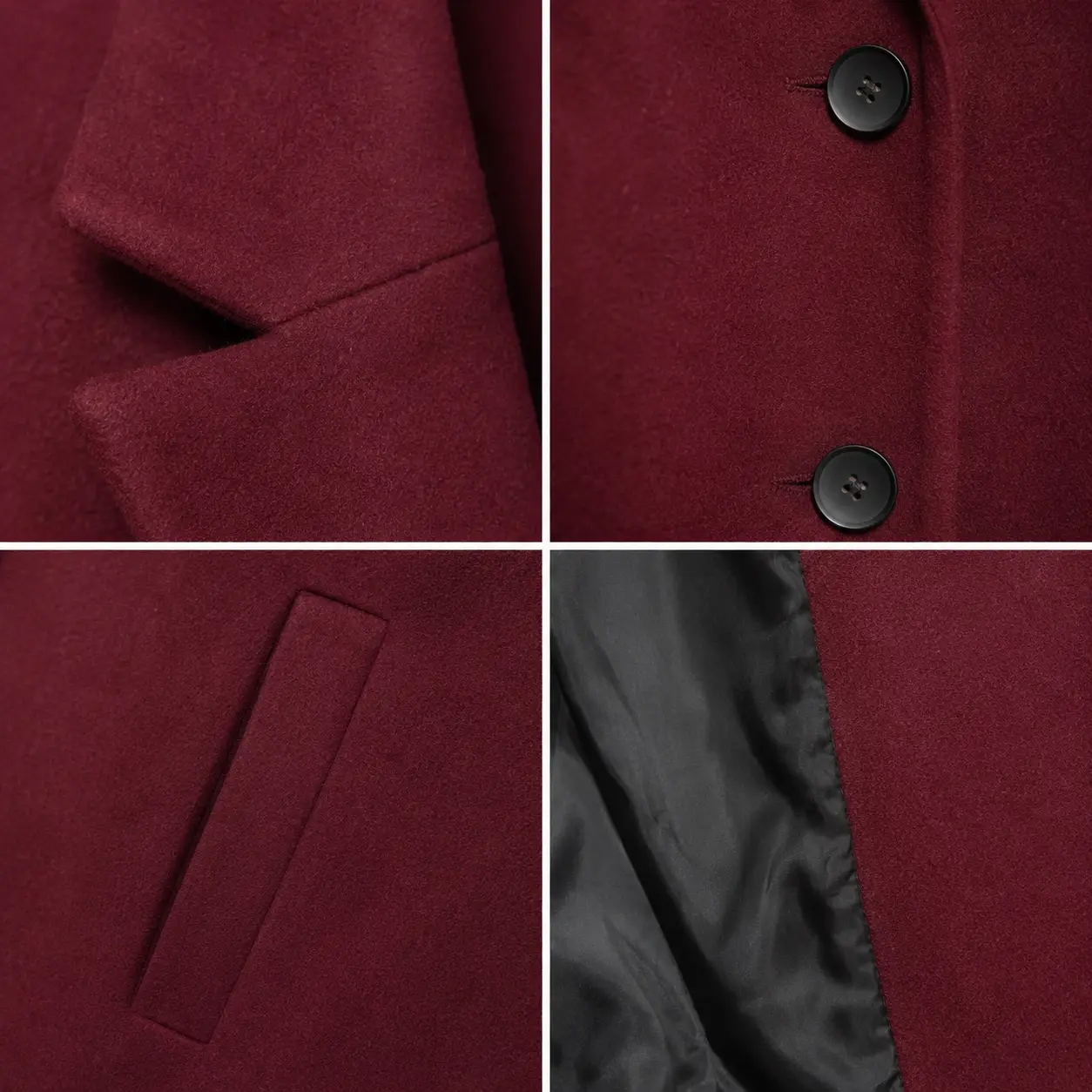 Three-quarter view of Stradivarius Deep Burgundy Two-Button Coat