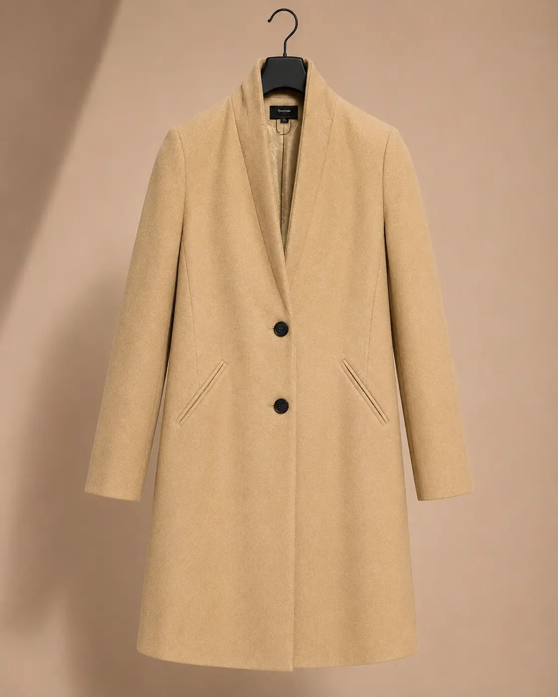 Front view of Stradivarius Camel Two-Button Tailored Coat