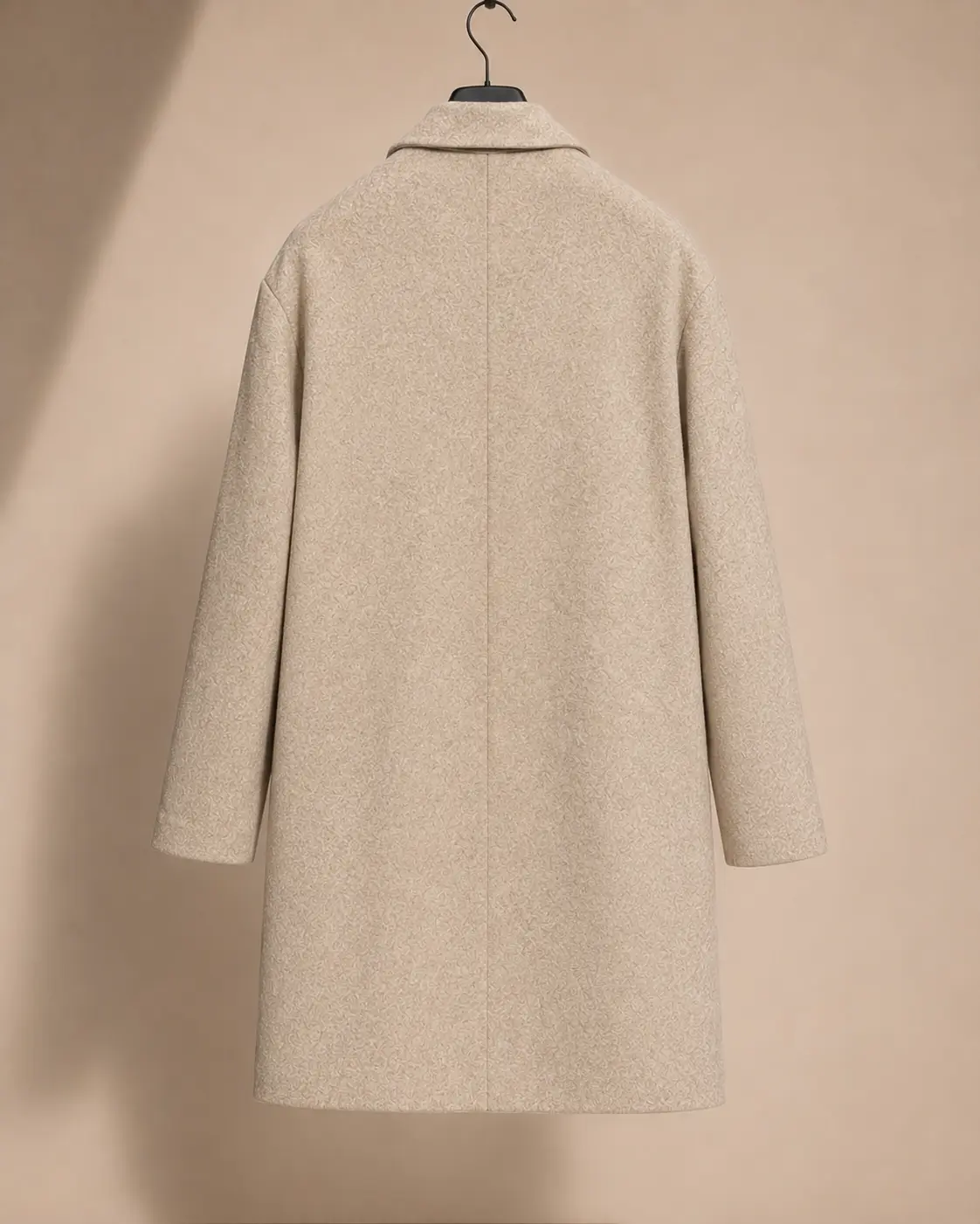 Back view of Vero Moda Oatmeal Three-Button Overcoat