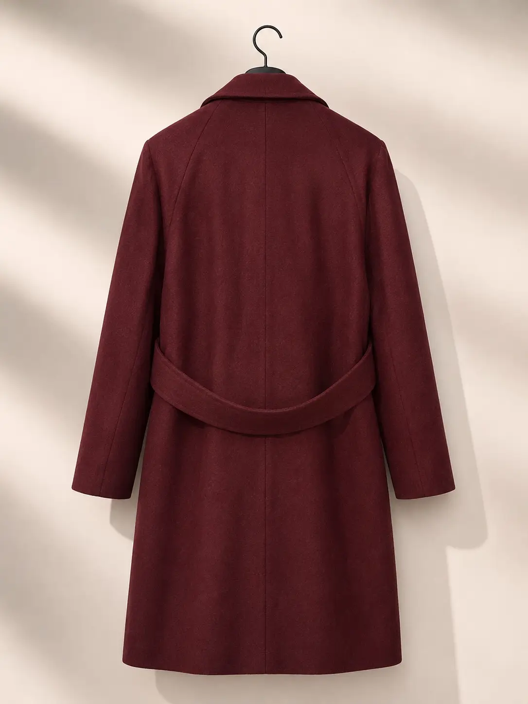Back view of New Look Deep Burgundy Half-Belt Coat