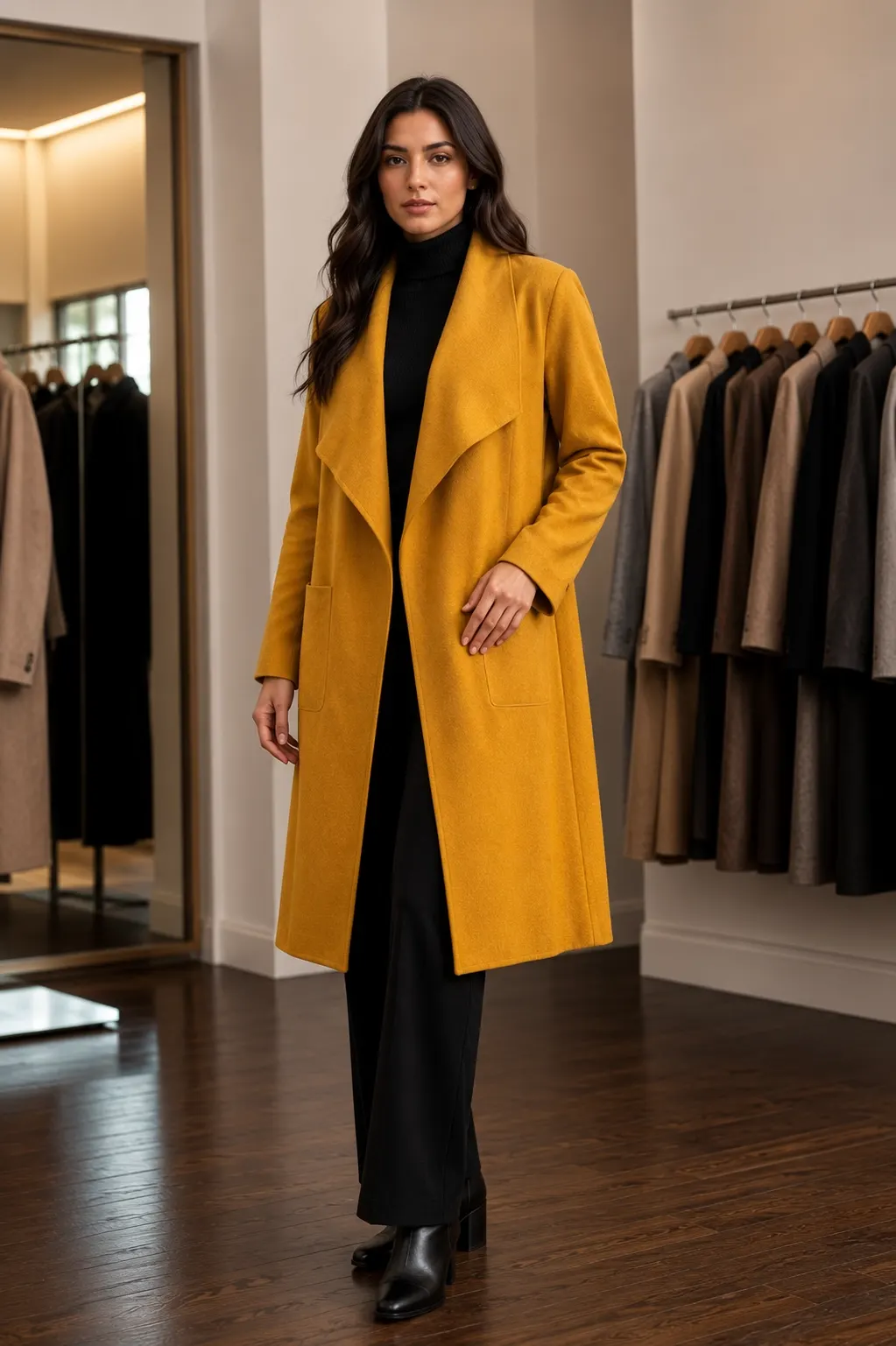 Primark Mustard Waterfall Open-Front Coat