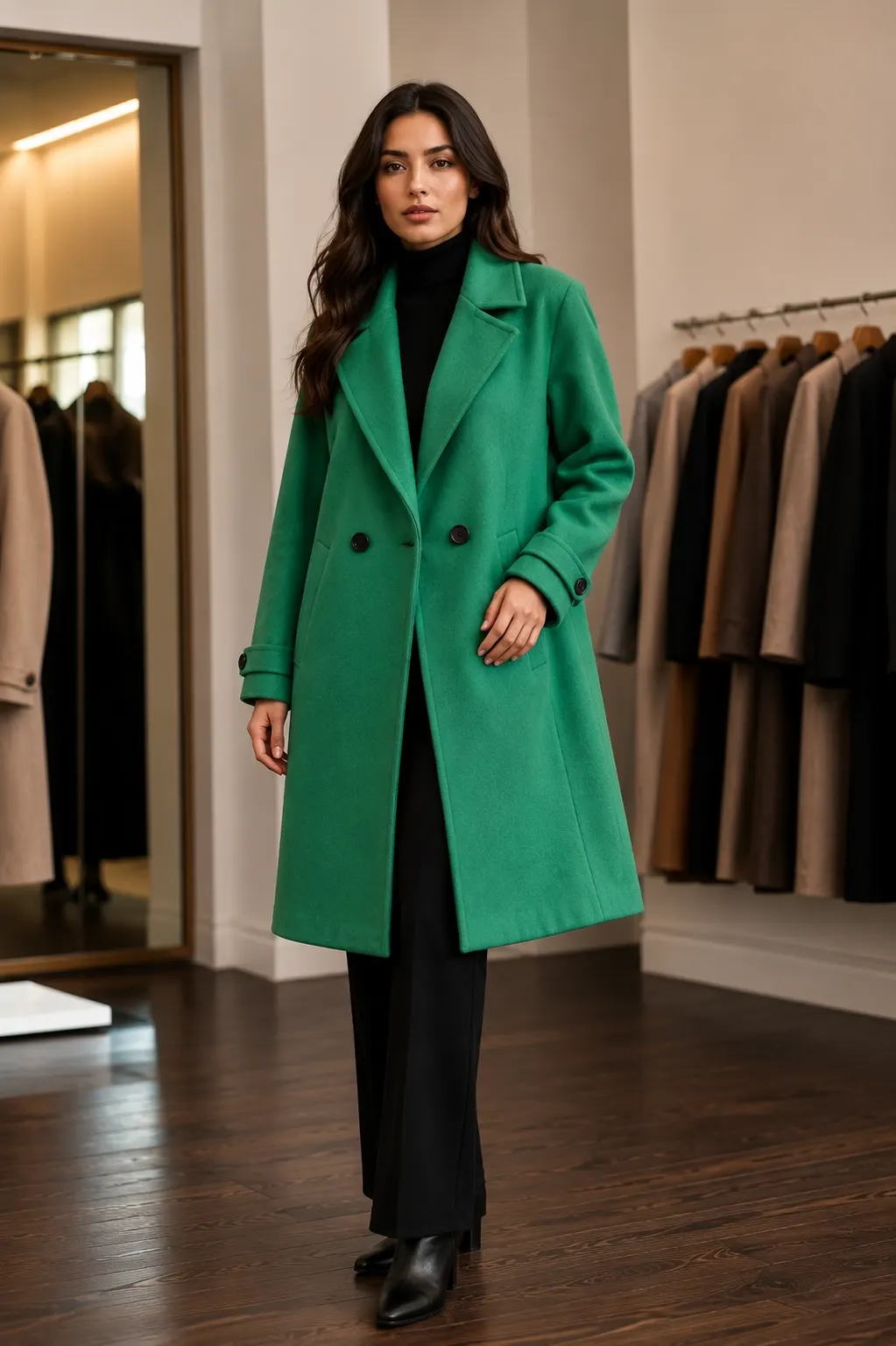 River Island Emerald Green Double-Breasted Coat