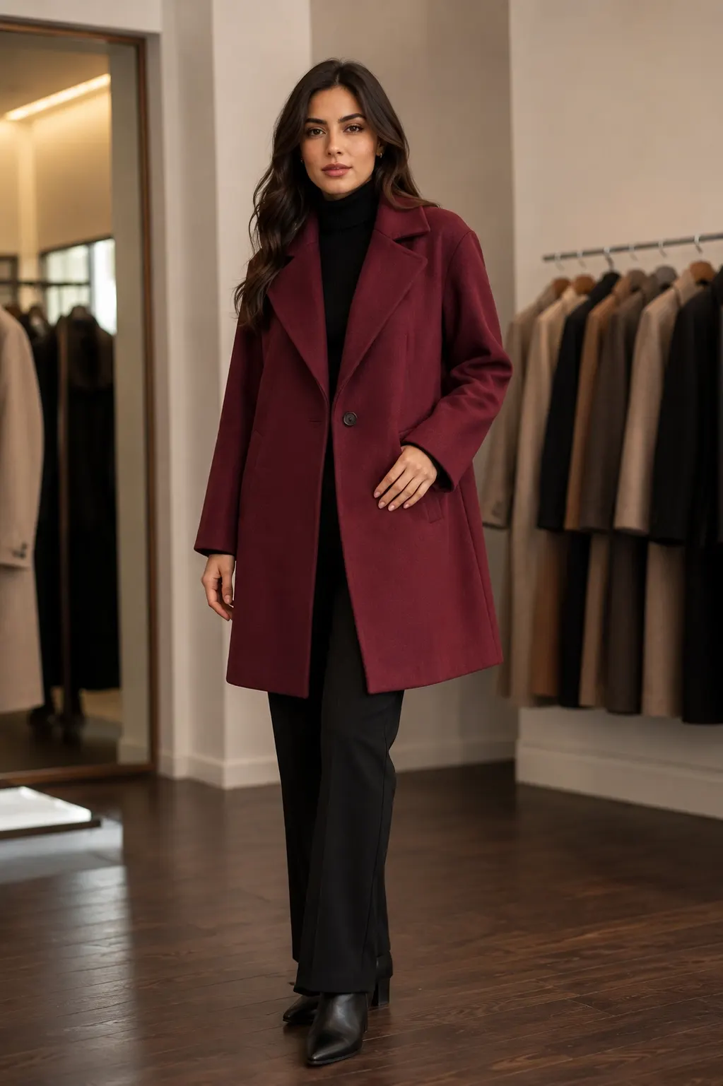 TU Woman Deep Burgundy Single-Button Coat