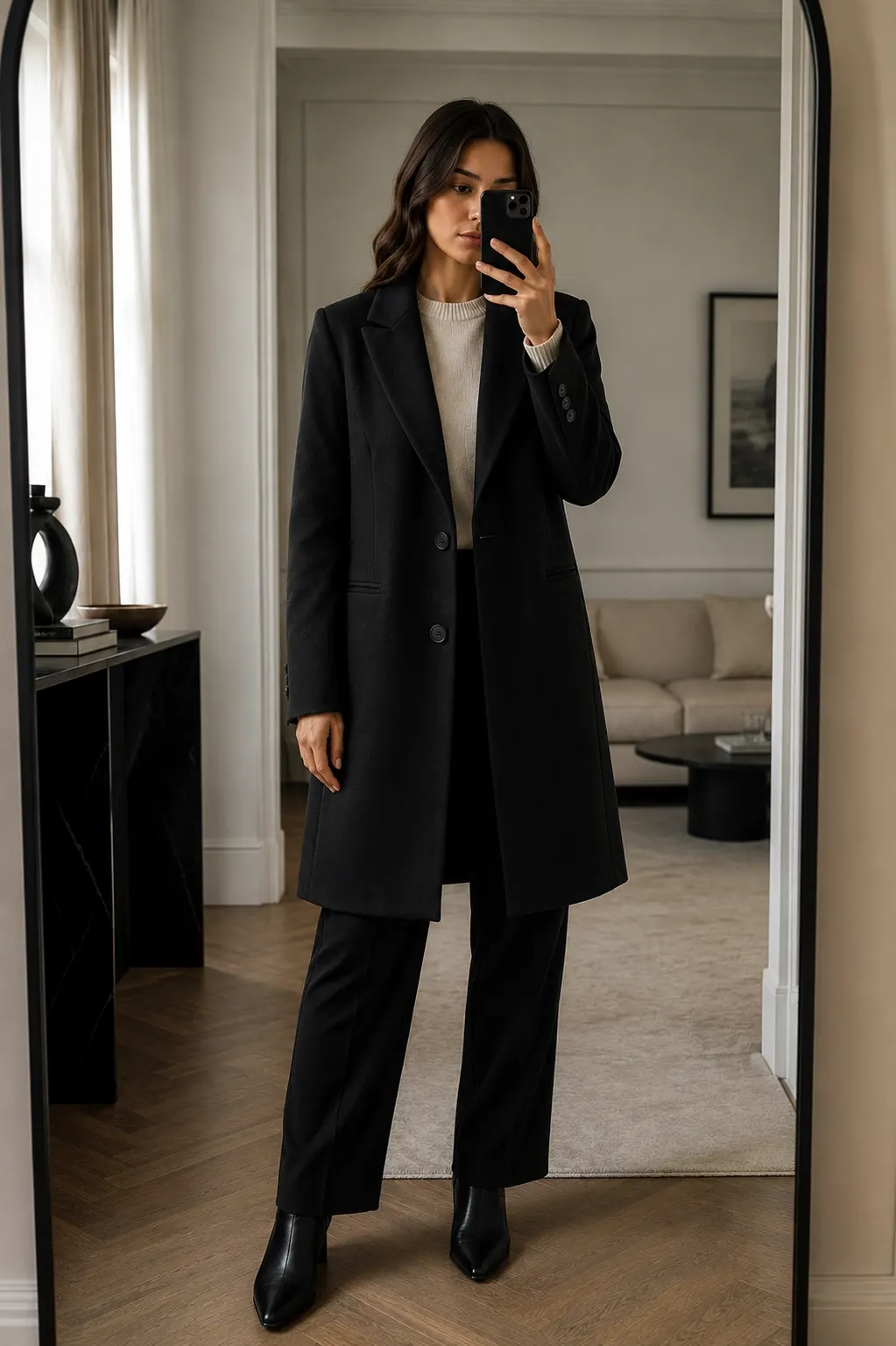 Primark Black Tailored Wool-Blend Coat