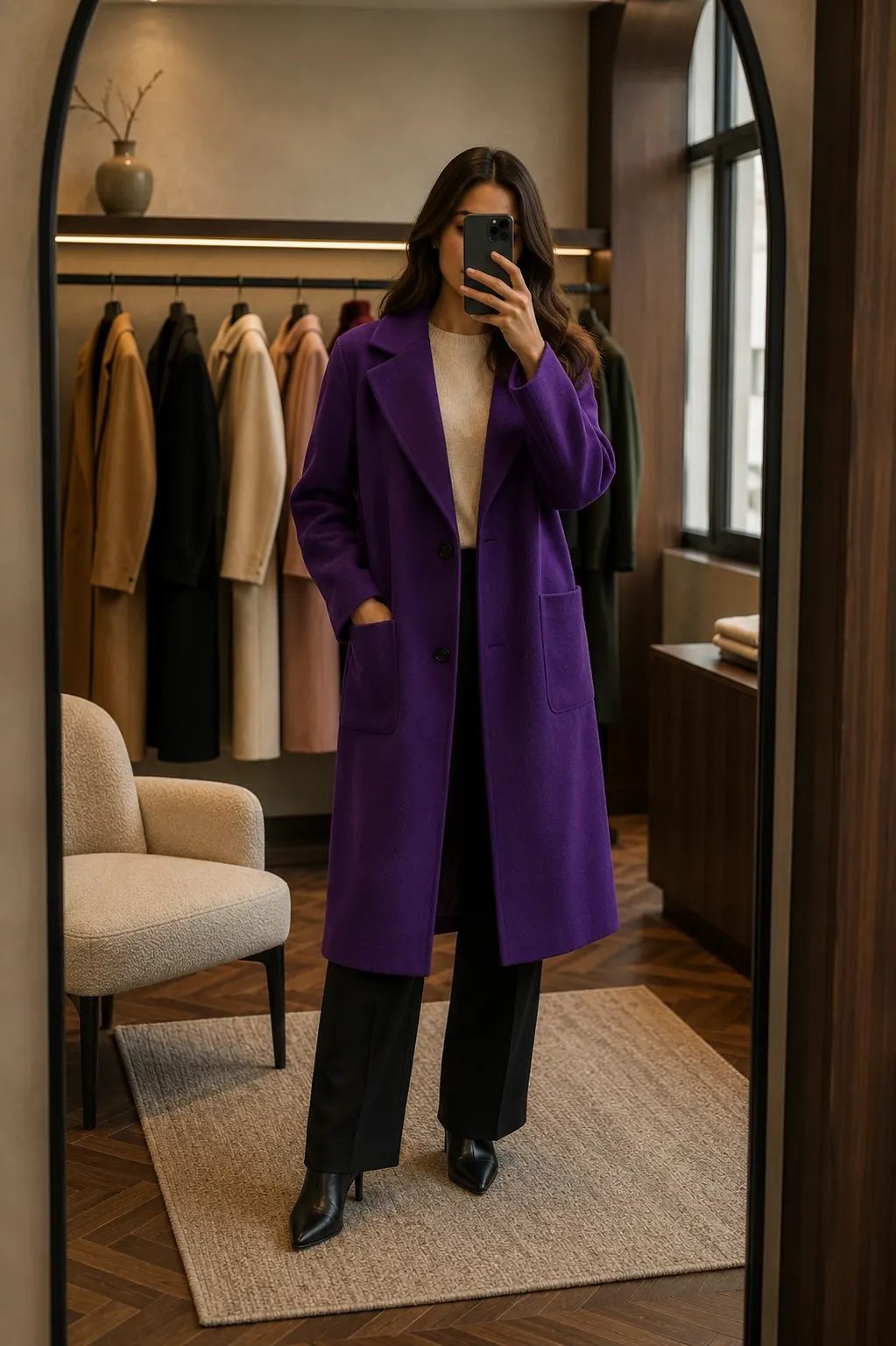 Primark Royal Purple Long Wool-Blend Overcoat