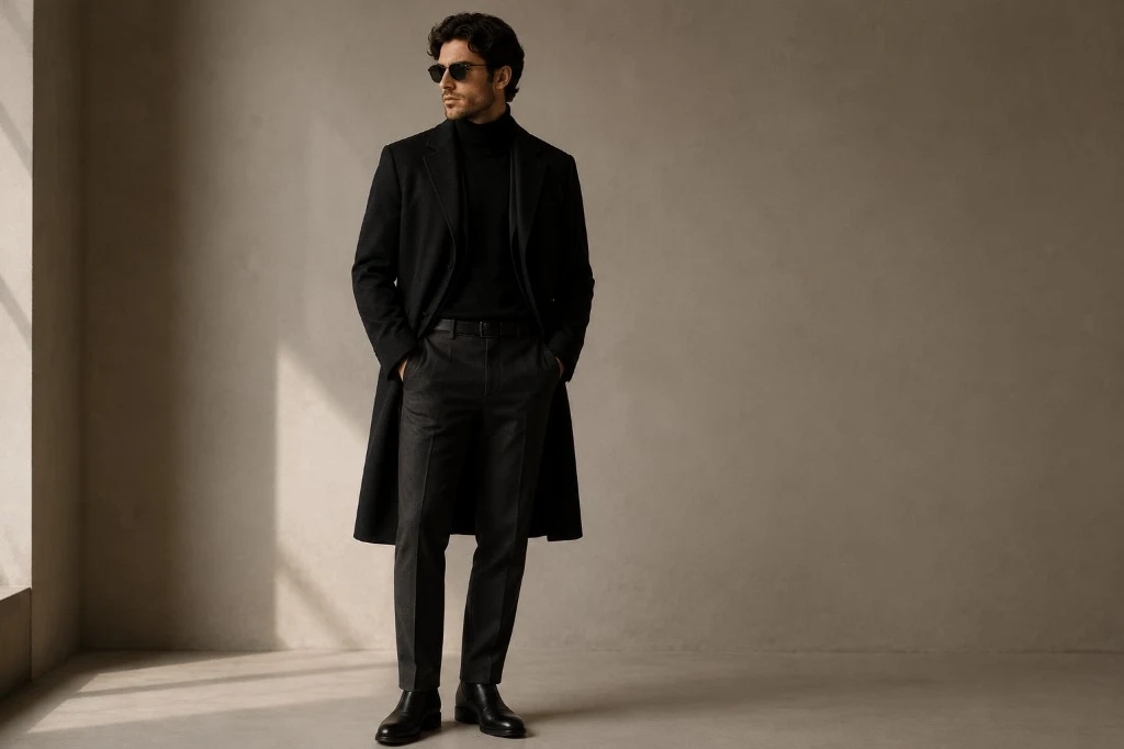 Man in premium OXFITTER outerwear — editorial studio portrait